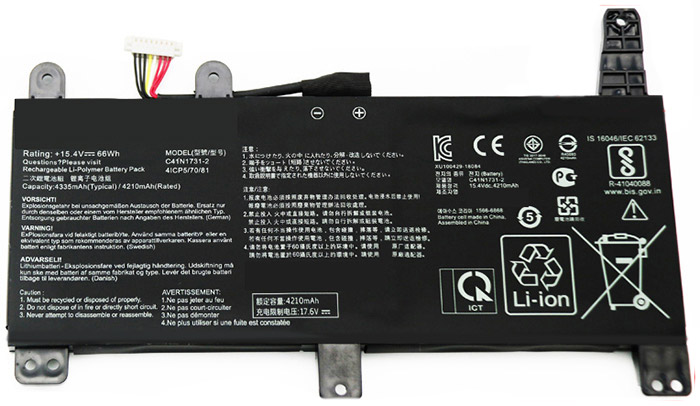 Erstatte Bærbar Batteri Asus  til C41N1731-2 