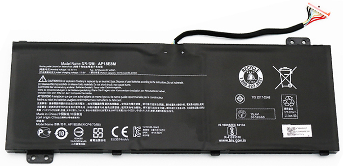 Erstatte Bærbar Batteri Acer  til AP18E7M 