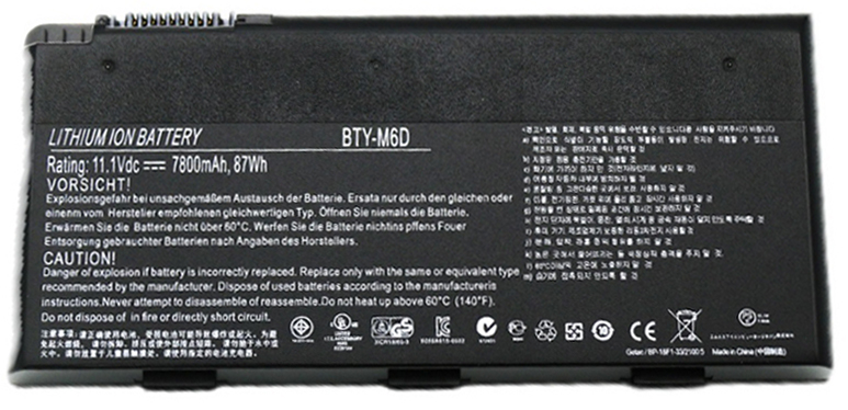Erstatte Bærbar Batteri MSI  til BTY-M6D 